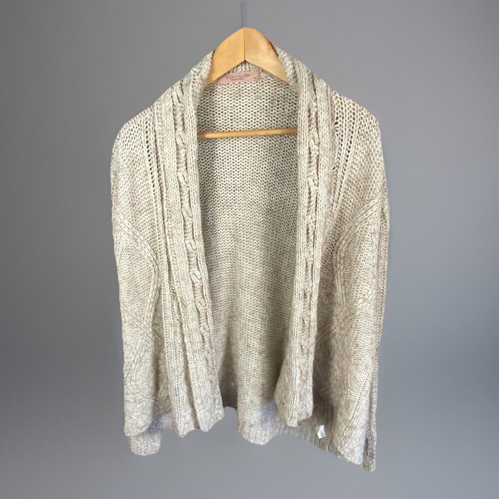 Anthropologie Elsamanda Wool & Alpaca Cardigan Sweater Womens M Cableknit Braid